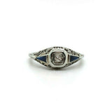 18k White Gold Art Deco .05ct Diamond Filigree Ring (#J5349)
