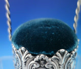 Sterling Silver Pin Cushion with Teal Velvet and Handle 5 1/2" 1.9 ozt. (#6467)