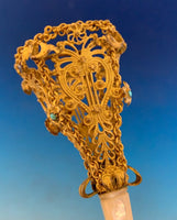 Gilt Bronze Tussie Mussie Posey Posy Holder with Turquoise (#J1329)