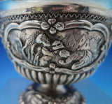 German Sterling Silver Bowl Covered w/ Repousse Scenes Hunting Planting (#6453)