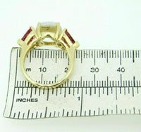 14k Yellow Gold Genuine Natural Opal and Pink Tourmaline Ring (#J4417)