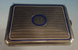 Austrian .750 Silver Card Case Engine Turned with Blue and White Enamel (#2796)