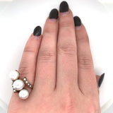 Victorian 10k Yellow Gold Ring Jewelry with Three Large 8mm Pearls (#J5952)