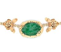 14k Yellow Gold Retro Jadeite Jade and Ruby Necklace with GIA Report (#J5666)