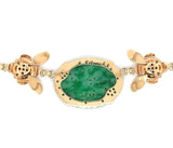 14k Yellow Gold Retro Jadeite Jade and Ruby Necklace with GIA Report (#J5666)