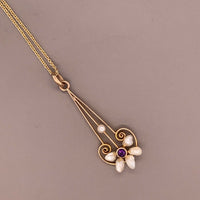 10k Yellow Gold Lavaliere Pendant Freshwater River Pearls (#J4817)