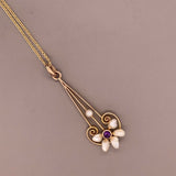 10k Yellow Gold Lavaliere Pendant Freshwater River Pearls (#J4817)