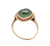 10k Yellow Gold Deco Genuine Natural Chrysoprase and Diamond Ring (#J4889)