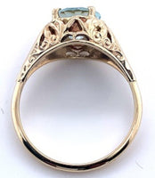 10k Yellow Gold Filigree 1.14ct Genuine Natural Aquamarine Ring (#J4354)