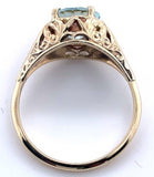 10k Yellow Gold Filigree 1.14ct Genuine Natural Aquamarine Ring (#J4354)