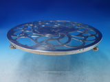 Glass Trivet with Sterling Silver Overlay Footed Floral 12" Vintage (#6237)