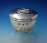 Swedish Sterling Silver Tea Caddy Leaf Border Footed Lion Paws with Key (#5523)