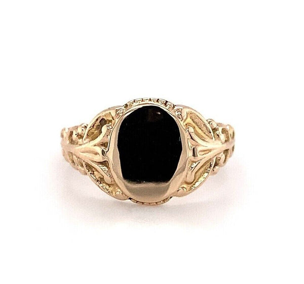 14k Yellow Gold Antique Signet Ring Blank with Fancy Scrollwork (#J5686)