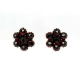 Genuine Natural Bohemian Garnet Rosette Stud Earrings (#J5531)