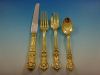 English King Gold by Tiffany and Co. Sterling Silver Flatware Set Service 24 Pcs