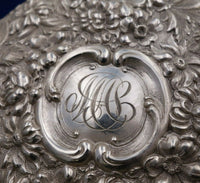 Rose by Stieff Sterling Silver Dresser Set 3pc Mirror Brush Comb Repousse #4402