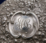 Rose by Stieff Sterling Silver Dresser Set 3pc Mirror Brush Comb Repousse #4402