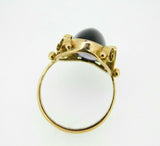 14k Yellow Gold Large Retro Russian Genuine Natural Amethyst Ring (#J5054)