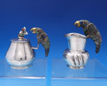 Taxco Mexican Silverplate Sugar and Creamer 2pc Set w/ Spoon 3-D Parrots (#7543)