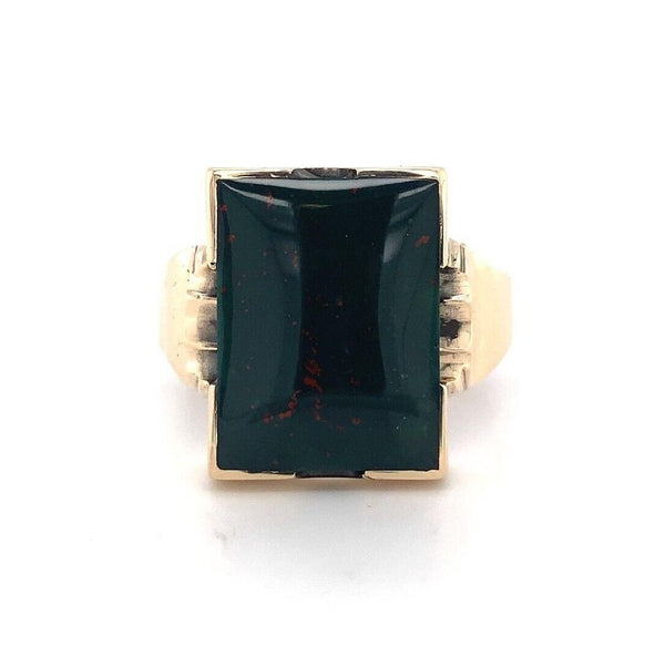 10k Yellow Gold Men's Large Genuine Natural Bloodstone Ring Jewelry (#J5679)