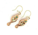 10k Rose Gold Victorian Genuine Natural Turquoise Drop Earrings (#J4877)