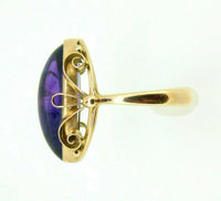 14k Yellow Gold Large Retro Russian Genuine Natural Amethyst Ring (#J5054)