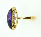 14k Yellow Gold Large Retro Russian Genuine Natural Amethyst Ring (#J5054)