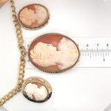 9k and 10k and 14k Yellow Gold Five Genuine Natural Shell Cameos Necklace #J6175