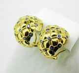 Fine 18k Yellow Gold Genuine Natural Sapphire Earrings (#J4665)