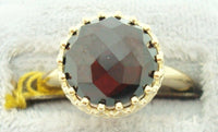 14K Gold Round 3.64ct Rose Cut Genuine Natural Garnet Ring (#J2485)