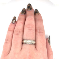 14k White Gold Wide Engraved Wedding Band Ring Size 8.5 Jewelry (#J5895)
