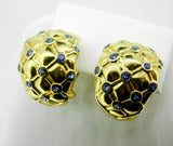 Fine 18k Yellow Gold Genuine Natural Sapphire Earrings (#J4665)