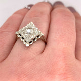 14k White Gold Vintage Genuine Natural Diamond Ring (#J5443)