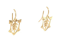 14k Yellow Gold Arts and Crafts Style Leaf Earrings (#J4875)