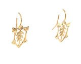 14k Yellow Gold Arts and Crafts Style Leaf Earrings (#J4875)