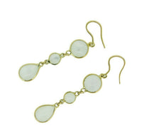 18k Yellow Gold 10ct Genuine Natural Moonstone Dangle Drop Earrings (#J4566)