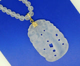 14k Gold Chinese Export Genuine Natural Rock Crystal Pendant with Beads (#J5024)