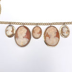 9k and 10k and 14k Yellow Gold Five Genuine Natural Shell Cameos Necklace #J6175