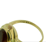 10k Yellow Gold Fire Genuine Natural Agate Ring with Rose Gold Flowers (#J4645)