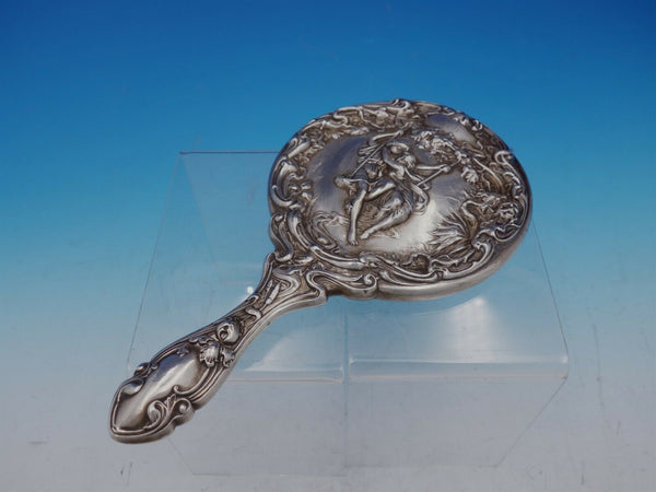 Lovers by Foster & Bailey Sterling Silver Hand Mirror with Figural Scene (#4488)