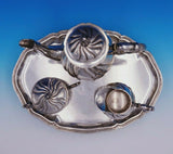 German .835 Silver Tea Set 3-Piece with Oval Tray Handmade (#3283)