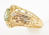 10k Gold .72ct Green Genuine Natural Tourmaline Ring with Diamonds (#J3987)