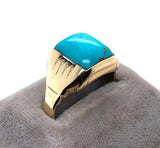 14k Yellow Gold Men's 4.22ct Genuine Natural Turquoise Ring Size 11.75 (#J6136)