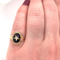 10k Gold Enamel Eastern Star Masonic Lady's Ring Jewelry (#J5693)