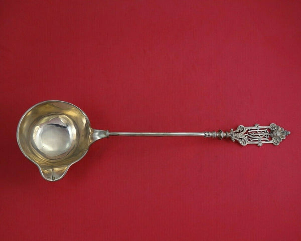European Sterling Silver Punch Ladle Pierced With Monogram 15" Serving