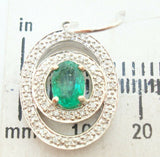 14K Gold Oval 1.48ct Genuine Natural Emerald Earrings w/.60ct Diamonds (#J2523)