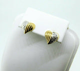 14k Yellow and White Gold Heart Stud Earrings (#J4441)