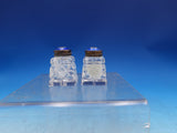 Norwegian Sterling Silver Glass Salt Pepper Shaker Set Cobalt Blue Enamel (7436)