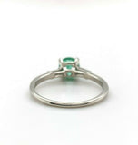 Platinum .83ct Genuine Natural Emerald and Diamond Baguette Ring (#J5562)