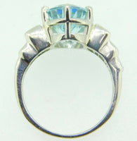 Platinum 6.41ct Genuine Natural Aquamarine Ring with 1/2ct Diamonds (#J4138)